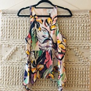 Anthropologie Multicolor Peplum Tank with Zip